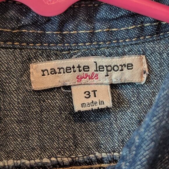 4/$20 Nanette Lepore Girls Ruffle Shoulder Bolero Lightweight Denim Jacket 3T - Picture 5 of 8